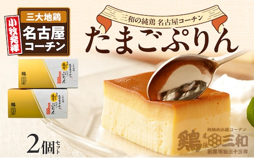三和の純鶏 名古屋コーチンたまごぷりん2個セット［たまごぷりん たまごプリン 卵ぷりん 卵プリン 濃厚ぷりん 濃厚プリン 名古屋コーチン100%ぷりん 名古屋コーチン100％プリン もっちりぷりん もっちりプリン 人気ぷりん 人気プリン ］