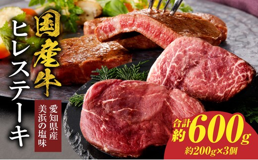 【食肉総合卸 丸正】国産牛ヒレステーキ 600ｇ 愛知県産美浜の塩味