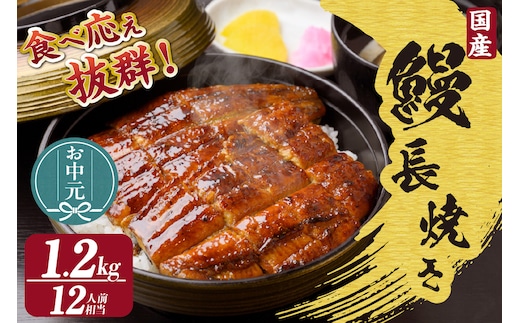 【お中元用】国産特大うなぎ長焼き６尾(約２００ｇ) 合計約１，２００ｇ（3540）