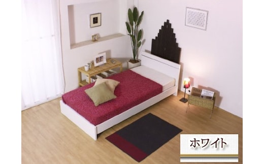 【組立サービス付】284 ダブルサイズ パネル型ラインデザインベッド 国産ボンネルコイルマットレス(10816B)付(ホワイト)（1374）