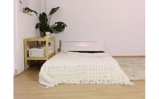 【組立サービス付】292 セミダブルサイズ 棚照明付ラインデザインフロアベッド 国産ポケットコイルマットレス(108618)付(ホワイト)（1484）