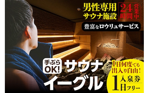【ふるさと納税限定】 サウナイーグル１日フリー入泉券（１日何度でも出入り自由）（1706）
