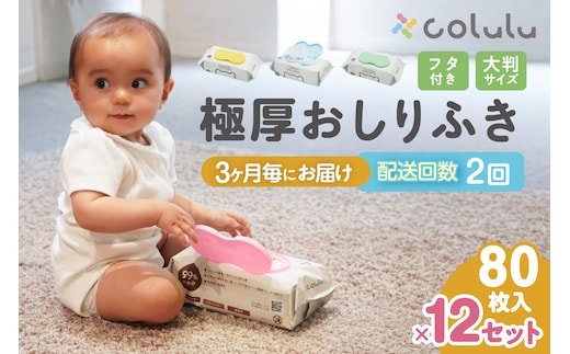 【２回定期便】おしり拭き 80枚入り 12個セット（3467）