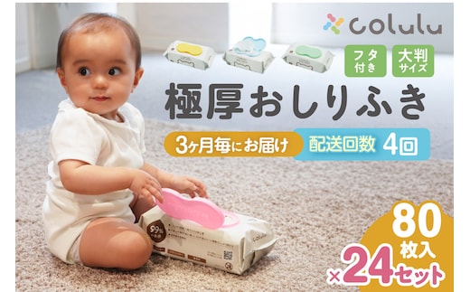 【４回定期便】おしり拭き 80枚入り 12個セット×２個セット（3470）