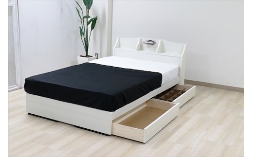 【組立サービス付】K321 シングルサイズベッド 国産ボンネルコイルマットレス(10816B)付(ホワイト)（1313）