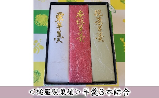 ＜槌屋製菓舗＞羊羹3本詰合 和菓子 デザート 抹茶 栗入り 蜜漬 北海道 小豆 黒砂糖 上品 紅色 セット 