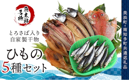 【美浜町・南知多町共通返礼品】年間100万枚販売！魚太郎名物【とろさば】入り・自家製ひもの5種セット★鮮度にこだわる魚屋が丁寧に手作業で作りました！※北海道・沖縄・離島への配送不可