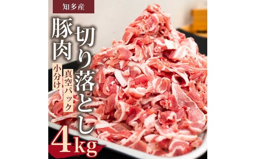 国産豚肉 小分け 小間 切り落とし4kg 500g8パック 真空 個包装 冷凍 新鮮 精肉店 肉屋 直送 厳選 知多豚 レシピ 炒め おかず