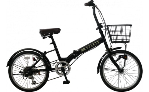 パンクしない折り畳み自転車２０インチ６段変速 ブラック