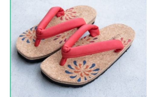 コルクサンダル〔ＳＵ〕 Ｍサイズ レッド（花火）