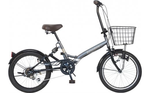 パンクしない折り畳み自転車２０インチ６段変速Ｒサス付 チャコール