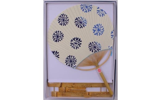 日永うちわ 伊勢木綿 海松（大）うちわ立て付