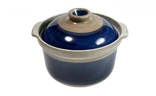 【萬古焼（ばんこやき）】5合厚釜土鍋 ルリ 内山製陶所 【土鍋 5合 鍋 なべ ナベ セラミック 直火用 電子レンジ対応 お手入れ簡単 食洗器対応 三重県 三重 四日市市 四日市 四日市市ふるさと納税 四日市ふるさと納税】