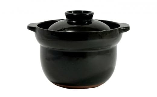 【萬古焼（ばんこやき）】2合厚釜土鍋 黒 内山製陶所 【土鍋 2合 セラミック 直火用 電子レンジ対応 お手入れ簡単 食洗器対応 三重県 三重 四日市市 四日市 四日市市ふるさと納税 四日市ふるさと納税】