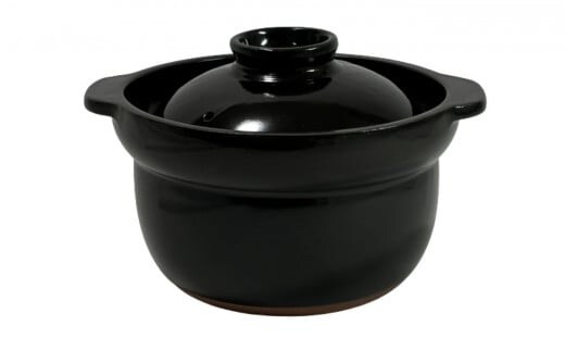 【萬古焼（ばんこやき）】3合厚釜土鍋 黒 内山製陶所 【土鍋 3合 セラミック 直火用 電子レンジ対応 お手入れ簡単 食洗器対応 三重県 三重 四日市市 四日市 四日市市ふるさと納税 四日市ふるさと納税】