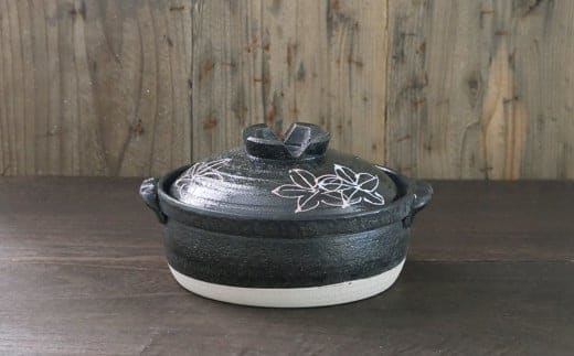 【萬古焼（ばんこやき）】一珍フラワー 7号セラミック加工IH直火両用土鍋 スズ木【1～2人用 IH可 直火可 鍋 土鍋 7号 セラミック キッチン雑貨 三重県 四日市市】