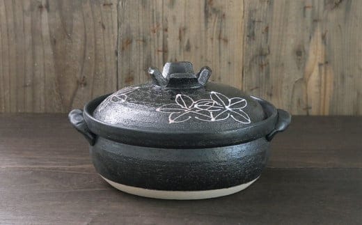 【萬古焼（ばんこやき）】一珍フラワー 8号セラミック加工IH直火両用土鍋 スズ木【2～3人用 IH可 直火可 鍋 土鍋 8号 セラミック キッチン雑貨 三重県 四日市市】