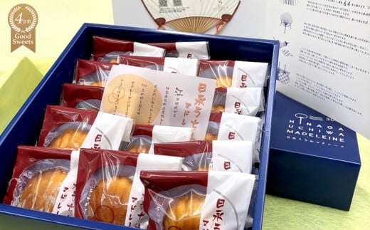 【スイーツ】日永うちわマドレーヌ 15個入 伝統工芸品・稲藤製 日永うちわ付（夏季冷蔵便対応）│スイーツ 焼菓子 お茶 お取り寄せ 詰め合わせ ギフト 三重県 四日市 ふるさと納税
