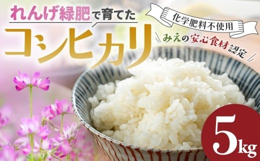 化学肥料不使用 コシヒカリ 5㎏ れんげ緑肥で育てたみえの安心食材の認定 化学肥料 不使用 みえ 安心食材認定 国産 コシヒカリ コシヒカリ コシヒカリ コシヒカリ GE-03