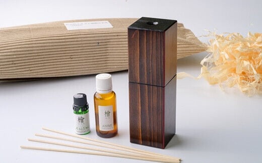 【ヒノキケース付(漆仕上)】ANIMI 檜 ヒノキオイル＆リードディフューザーセット【DD12】