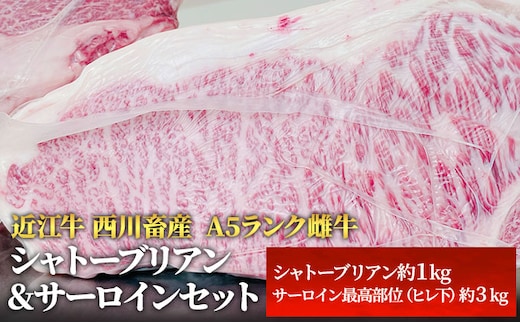 近江牛 ステーキ シャトーブリアン サーロイン セット A5 雌牛 西川畜産 牛肉 黒毛和牛 サーロインステーキ 肉 お肉 牛 和牛 ブランド牛