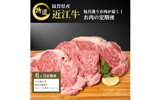 【先行予約受付中】毎月違うお肉が届く！ 近江牛 特選お肉の6か月定期便 すき焼き 焼肉3種盛り ステーキ