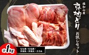 福知山産　京地どり　お試しセット（もも肉・むね肉・手羽先・手羽元・ささみ）　計1kg FCP010