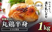 特別な日におすすめ！【京都府産 京丹波あじわいどり】丸鶏の半身 調理しやすい半身サイズ 約1kg レシピ付き ふるさと納税 鶏肉 鳥肉 とり肉 冷凍  国産 京都 福知山市