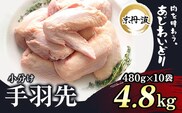 小分け！【京都府産 京丹波あじわいどり】手羽先 480g×10袋 4.8kg ふるさと納税 鶏肉 鳥肉 とり肉 手羽元 唐揚げ からあげ 小分け 冷凍  国産 京都 福知山市