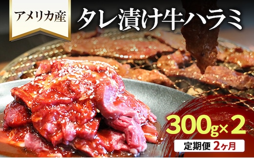 【2か月定期便】アメリカ産タレ漬け牛ハラミ 300g×2 | 牛肉 焼肉 焼き肉 アウトドア BBQ