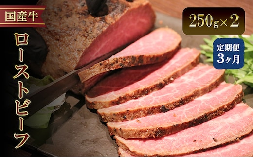 【3か月定期便】国産牛ローストビーフ 250g×2 | 牛肉 国産牛 オードブル 冷凍 惣菜 おかず 京都