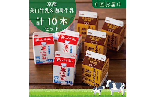 牛乳 定期便 6ヶ月 京都 美山牛乳 200ml ×5本 珈琲牛乳 ×5本 詰め合わせ セット 美山町 お取り寄せ コーヒー牛乳 パック 紙パック 200mL 定期 お楽しみ 6回 ※北海道・沖縄・離島への発送不可 