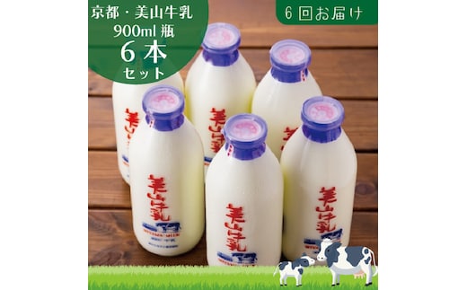 牛乳 定期便 6ヶ月 京都 美山牛乳 瓶 900ml ×6本 セット 美山町 お取り寄せ 定期 お楽しみ 6回 ※北海道・沖縄・離島への発送不可 