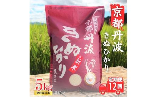 【12カ月定期便】令和7年産 京都丹波産 きぬひかり 5kg 合計60kg 白米 精米 お米 こめ コメ キヌヒカリ 精米したて 特A 特A米 令和7年 ご飯 ごはん 12回 1年 お楽しみ 京都 京都府 南丹市
