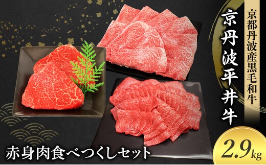 国産黒毛和牛 赤身肉食べつくしセット 2.9kg 京丹波平井牛 京都丹波産