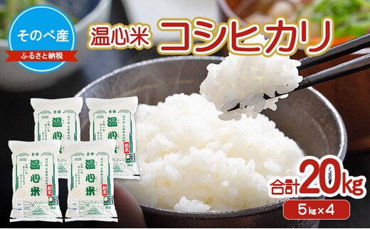 コシヒカリ20kg(5kg×4) 令和7年度産 そのべ産 温心米 お米 20kg 単一原料米 こしひかり 丹波 精米 白米 こめ コメ 京都