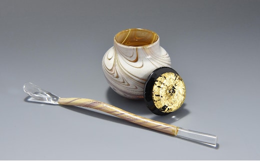 高級ガラス工芸品 棗と茶杓セット〈高級 ガラス 棗 茶杓 セット 茶道 茶道具 工芸品 雑貨〉 食器 