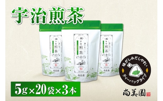 宇治・煎茶ティーバッグ 5g×20個×3袋 〈お茶 茶 煎茶 緑茶 かぶせ茶 飲料 ティーバッグ 煎茶ティーバッグ ティーパック 宇治茶 日本茶 加工食品〉 宇治煎茶ティーバッグ 