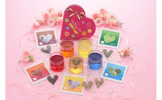 （キュンとなる／映える）5種のカラフルハートティーバッグ 3箱セット＜維孝館中学校とコラボ開発＞ 飲料類 お茶 ハート型 健康 美容 お茶セット ギフト カラーズティー 和紅茶 