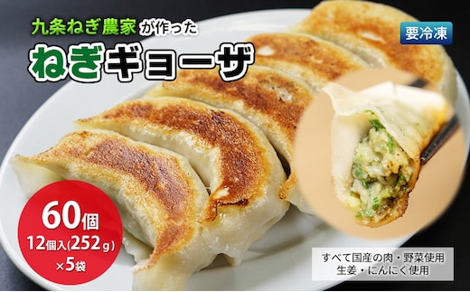 九条ねぎ農家が作ったねぎギョウザ（12個入×5袋） 〈 ぎょうざ 餃子 ギョーザ 九条ねぎ 京野菜 冷凍 冷凍餃子 惣菜 国産豚肉 おかず つまみ 夕飯 晩御飯 手軽 便利 〉 