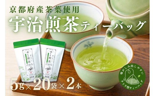 宇治・煎茶ティーバッグ 5g×20個×2袋〈お茶 茶 煎茶 緑茶 かぶせ茶 飲料 ティーバッグ 煎茶ティーバッグ ティーパック 宇治茶 日本茶 加工食品〉