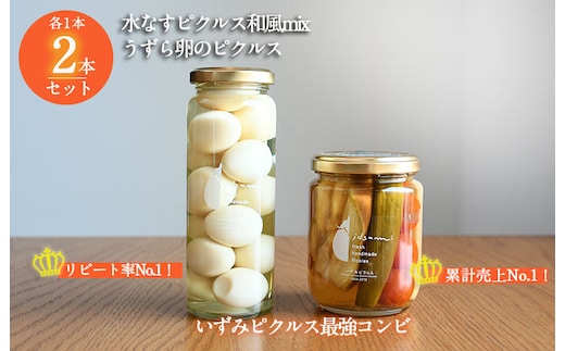【圧倒的企業努力】担当者が選んだピクルス 2本セット うずら卵／水なすピクルス和風mix NSW 005A715