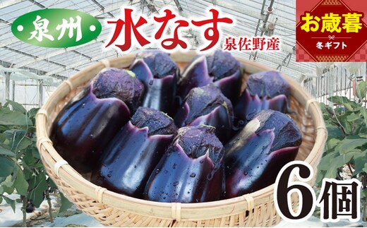 【お歳暮対応】泉州 泉佐野市産 ハウス水なす 6個【茄子 泉佐野産 とれたて 新鮮野菜 やさい 高評価】 005A759o