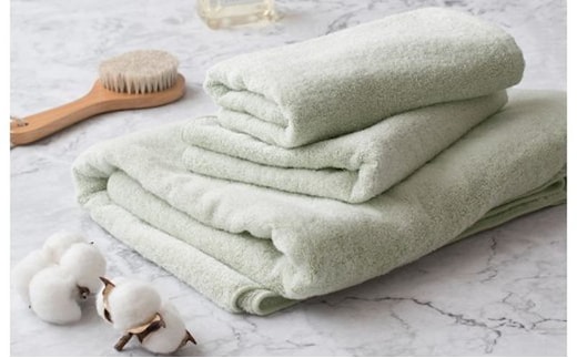 ハレバスタオル1枚フェイスタオル2枚（ティーグリーン） G2030