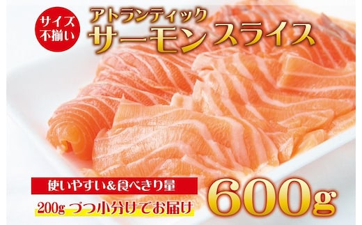 アトランティックサーモン 600g（200g×3）訳あり サイズ不揃い 小分け 便利 010B1143