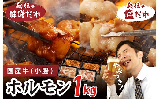 国産 牛肉 ホルモン 1kg 味付けMIX 味噌／塩だれ 焼肉用 小分け 250g×4P【牛肉 焼肉用 焼くだけ 小分け BBQ やきにく 数量限定】 099H3871