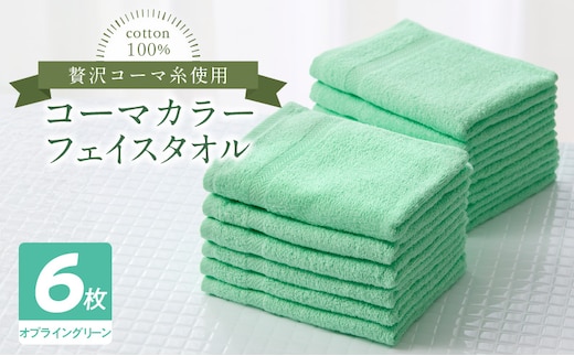 コーマカラーフェイスタオル6枚セット（オプライングリーン）泉州タオル 010B1655