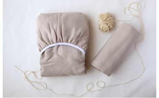 【tissu de coton/ハニカム織】泉州南部織 「ボックス」シングルシーツ＆ピロー（BE） G1950