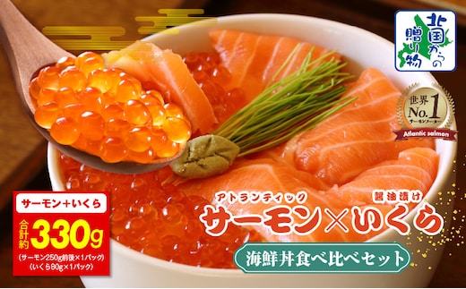 アトランティック サーモン 250g & いくら醤油漬け 80g【北国からの贈り物 食べ比べ セット 小分け 海鮮丼 お楽しみ 冷凍】 010B1775