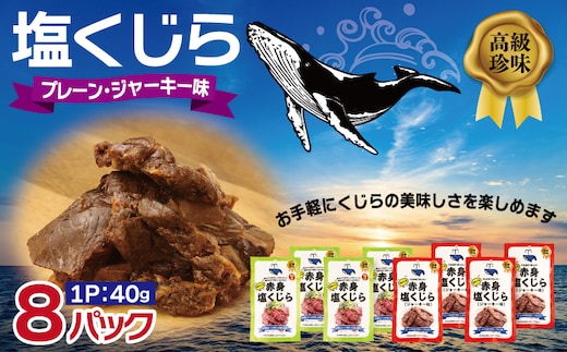 塩くじら 40g×8P（プレーン 4P・ジャーキー味 4P）【鯨 クジラ 鯨肉 赤身 おつまみ 珍味】 010B1810